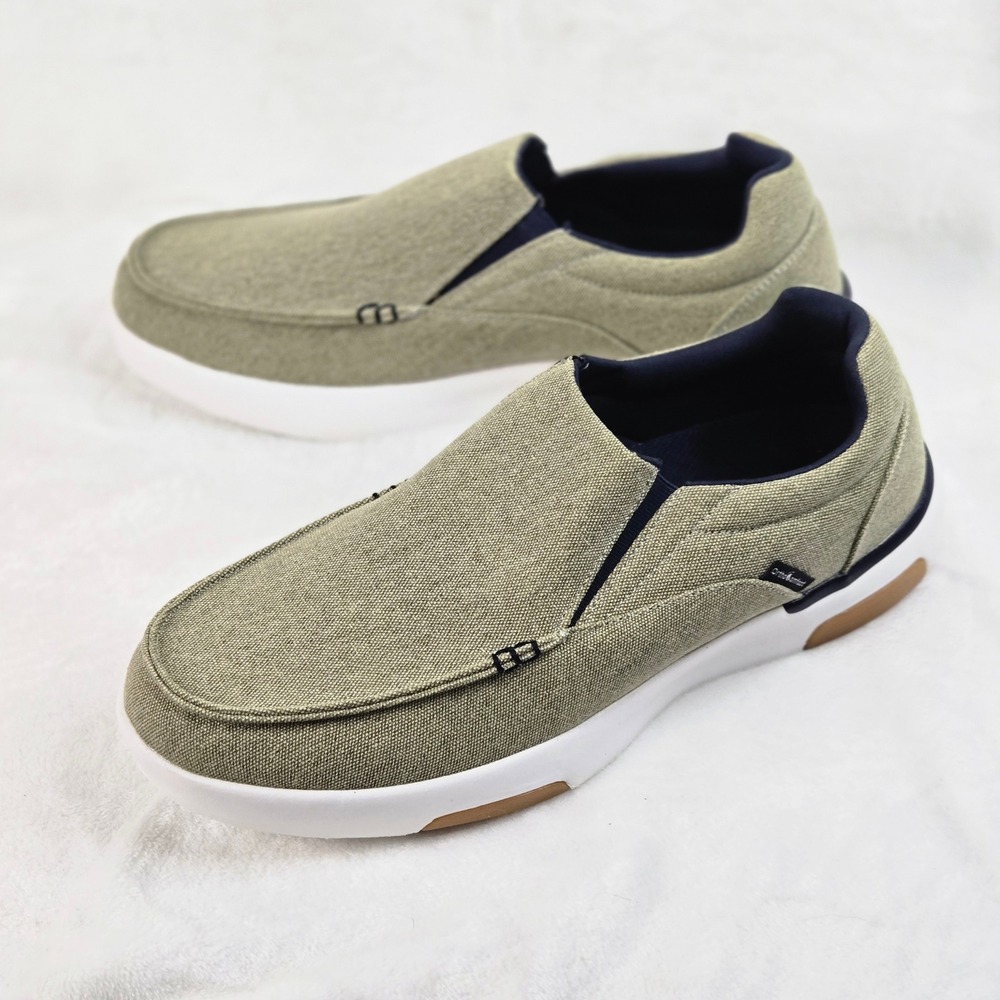Orthocomfoot Mens Slip On Shoes 02 Khaki Canvas Loafers ZGBX02 Size EU 45